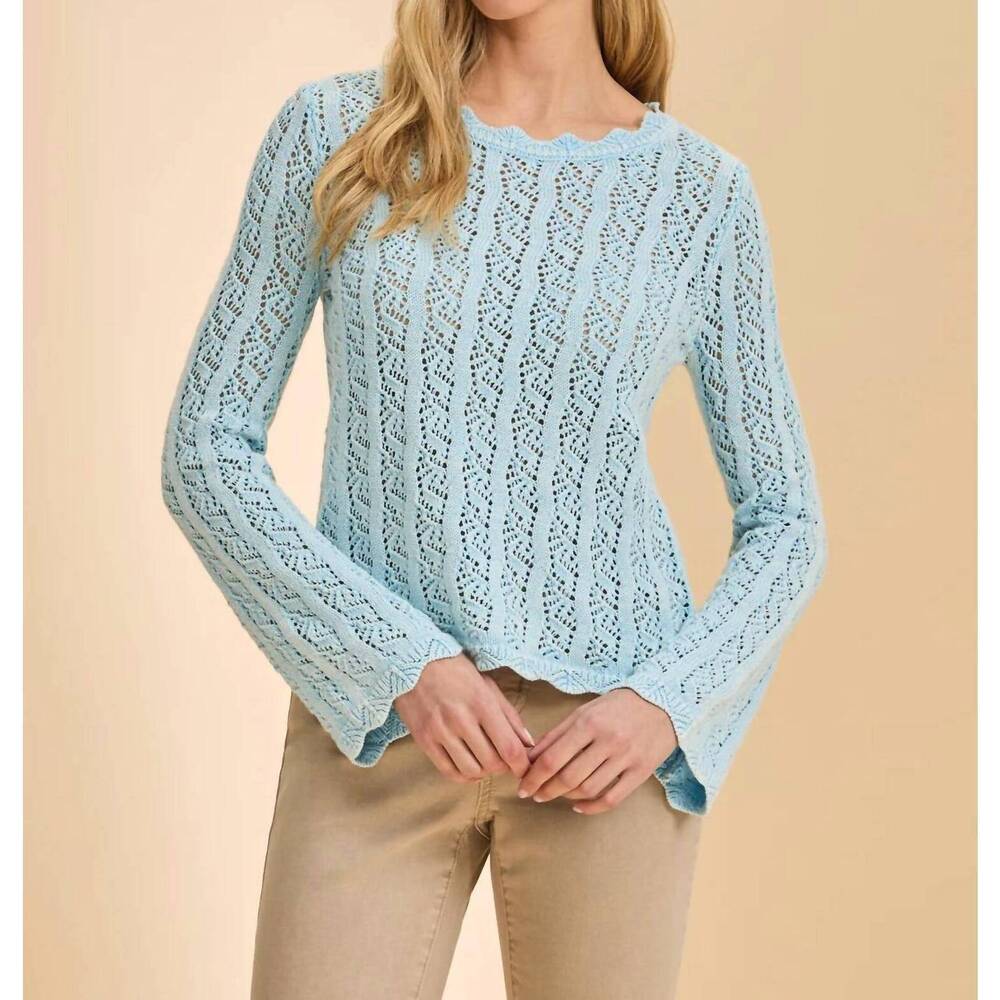 NEW FDJ long sleeve garment dyed sweater in pacific blue